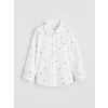 LCW Kids Beyaz Regular Fit Baskılı Erkek Çocuk Gömlek