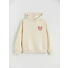 LCW Kids Bej Kapüşonlu Kız Çocuk Kalın Sweatshirt