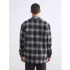 XSIDE Siyah Rahat Kalıp Uzun Kollu Ekose Erkek Gömlek Ceket