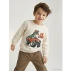 LCW Kids Beyaz Baskılı Erkek Çocuk Sweatshirt