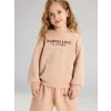 LCW Kids Bej Bisiklet Yaka Kız Çocuk Sweatshirt ve Pantolon