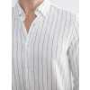 LCW Vision Ekru Slim Fit Uzun Kollu Çizgili Erkek Gömlek