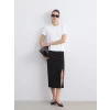 LCW Vision Siyah Beli Lastikli Büzgülü Etek