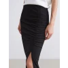 LCW Vision Siyah Beli Lastikli Büzgülü Etek