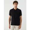 LCWAIKIKI Classic Siyah Polo Yaka Kısa Kollu Pike Erkek Tişört
