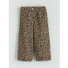 LCW baby Kahverengi Beli Lastikli Leopar Desenli Kız Bebek Pantolon