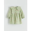 LCW baby Yeşil Bebe Yaka Çiçekli Müslin Kız Bebek Elbise