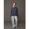 LCW Kids Antrasit Bisiklet Yaka Baskılı Kız Çocuk Kalın Sweatshirt