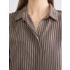 LCWAIKIKI Classic Kahverengi Çizgili Modal Karışımlı Kadın Gömlek