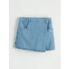 LCW Kids İndigo Anvelop Kesim Cepli Kız Çocuk Jean Şort Etek