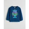 LCW Kids Petrol Minecraft Baskılı Erkek Çocuk Kalın Sweatshirt