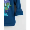 LCW Kids Petrol Minecraft Baskılı Erkek Çocuk Kalın Sweatshirt