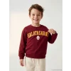 LCW Kids Kırmızı Galatasaray Baskılı Erkek Çocuk Kalın Sweatshirt