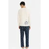 Defacto G3082AXNV135 Lacivert Tom & Jerry Pijama Takımı Regular Fit Uzun Kollu Üst Uzun Alt