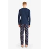 Defacto G7393AXNV135 Lacivert Pijama Takımı Regular Fit Ayıcık Baskılı Uzun Kollu Üst Uzun Alt