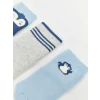 LCW baby Mavi Baskılı Erkek Bebek Soket Çorap 3lü