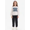 Defacto G3801A8GR85 Gri Kız Çocuk Relax Fit Bisiklet Yaka Baskılı Sweatshirt
