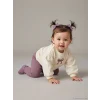 LCW baby Ekru Bisiklet Yaka Kız Bebek Sweatshirt ve Tayt