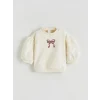 LCW baby Ekru Bisiklet Yaka Kız Bebek Sweatshirt ve Tayt