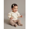 LCW baby Ekru Bebe Yaka Kız Bebek Sweatshirt ve Tayt