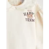 LCW baby Ekru Bebe Yaka Kız Bebek Sweatshirt ve Tayt