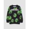 LCW Kids Siyah Minecraft Baskılı Erkek Çocuk Sweatshirt