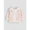 LCW baby Ekru Bebe Yaka Kız Bebek Sweatshirt ve Tayt
