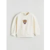 LCW baby Ekru Nakışlı Kız Bebek Sweatshirt ve Tayt