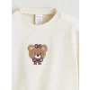LCW baby Ekru Nakışlı Kız Bebek Sweatshirt ve Tayt