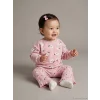 LCW baby Pembe Bisiklet Yaka Çiçekli Kız Bebek Sweatshirt ve Tayt