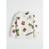 LCW Kids Ekru Minecraft Baskılı Erkek Çocuk Sweatshirt