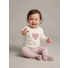 LCW baby Ekru Kalp Baskılı Kız Bebek Bluz ve Tayt