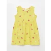 LCW baby Sarı Bisiklet Yaka Desenli Kız Bebek Elbise