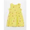 LCW baby Sarı Bisiklet Yaka Desenli Kız Bebek Elbise