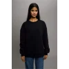 Defacto F9628AXBK81 Siyah Oversize Geniş Kalıp Bisiklet Yaka Basic Düz Kalın Sweatshirt