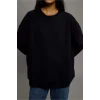 Defacto F9628AXBK81 Siyah Oversize Geniş Kalıp Bisiklet Yaka Basic Düz Kalın Sweatshirt