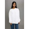 Defacto F9628AXER105 Ekru Oversize Geniş Kalıp Bisiklet Yaka Basic Düz Kalın Sweatshirt