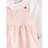 LCW baby Pembe Çiçekli Kız Bebek Salopet Elbise ve Tişört