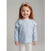 LCW baby Mavi Çiçek Nakışlı Kız Bebek Bluz ve Tayt