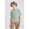 Defacto B6158A8KH434 Haki Erkek Çocuk Bisiklet Yaka Kısa Kollu Tişört