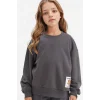Defacto G3405A8AR148 Antrasit Kız Çocuk Oversize Geniş Kalıp Bisiklet Yaka Sırt Baskılı Sweatshirt