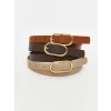 LCW ACCESSORIES Kahverengi Deri Görünümlü Kadın Kemer 3lü