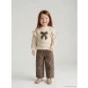 LCW baby Kahverengi Beli Lastikli Leopar Desenli Kız Bebek Pantolon