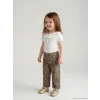 LCW baby Kahverengi Beli Lastikli Leopar Desenli Kız Bebek Pantolon