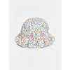 LCW baby Ekru Çiçek Baskılı Kız Bebek Bucket Şapka