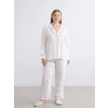LCW DREAM Ekru Gömlek Yaka Baskılı Kadın Pijama Takımı