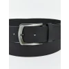 LCW ACCESSORIES Siyah Deri Görünümlü Erkek Kemer