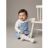 LCW baby Mavi Nakışlı Kız Bebek Salopet Elbise ve Bluz