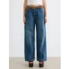LCW Jeans İndigo Beli Kemerli Wideleg Kadın Jean Pantolon_BilişlemDüzeltecek