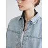 LCWAIKIKI Classic İndigo Gömlek Yaka Oversize Kadın Jean Ceket